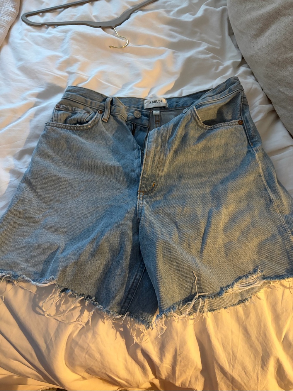 Agolde long denim shorts